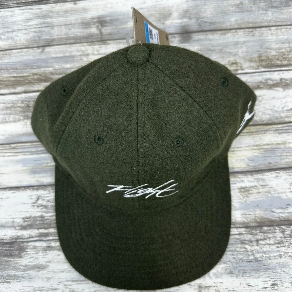 Jordan‎ Flight Strapback Hat Mens M/L Olive Green Wool Blend Jumpman HF6241 NEW